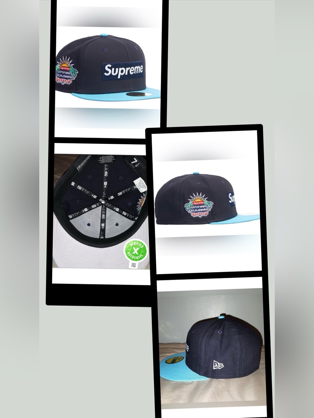 Supreme Hat Blue New Era Two-Tone Box Logo Fitted Baseball Cap Size 7 1/4 NWT